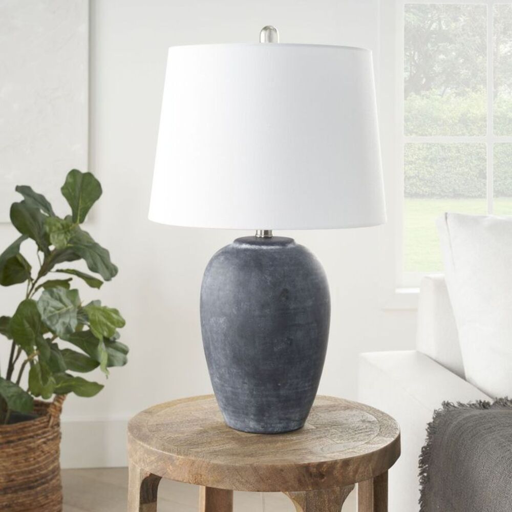 Nourison - 23" Black Unglazed Ceramic Urn Table Lamp - Nouris Black
